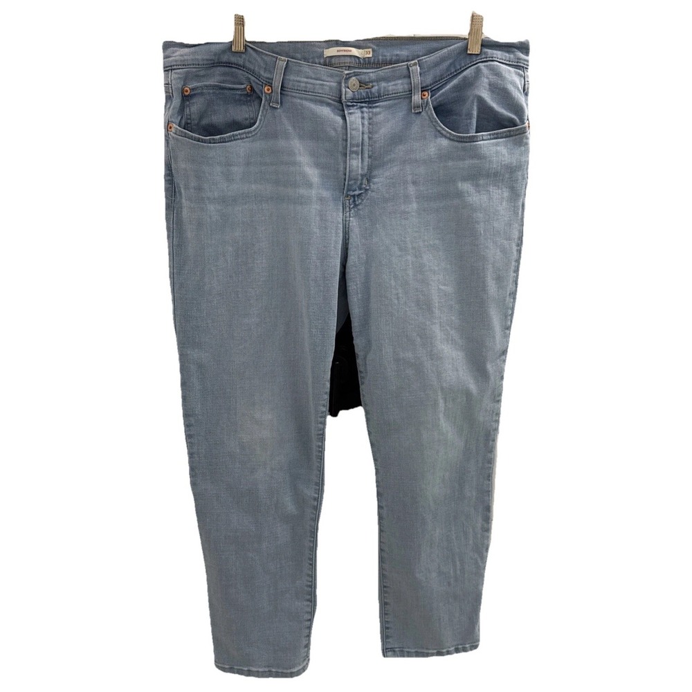 Levis Jeans Womens Size 33x27 Blue Cotton Blend Stretch Boyfriend High Rise EUC